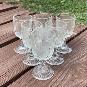 Jeannette Iris & Herringbone Cordial Goblets Set of 6, 3.75" Depression Glass